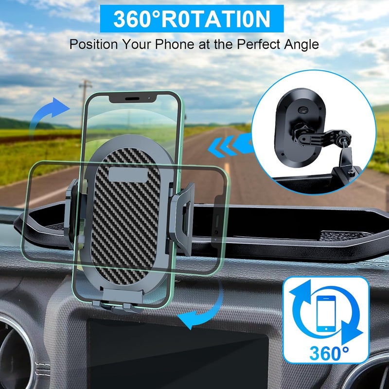 DIAMOOKY Phone Mount for Jeep Wrangler JL JLU 2018-2023 and Gladiator JT 2020 2021 2022 2023 Multi-Mount Dash Phone Holder with Extension Arm Storage Tray Interior Accessories, Not for Wrangler 4xe - Image 2
